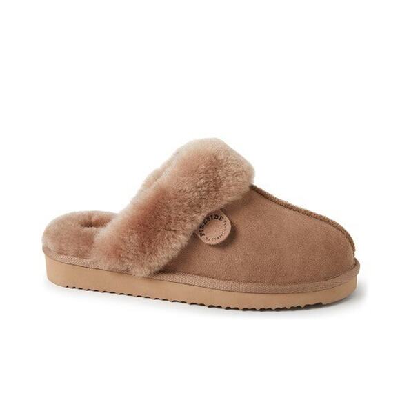 Dearfoams Women's Fireside Sydney Genuine Shearling ScuffSlipper, Brown Size 10M - Picture 1 of 4